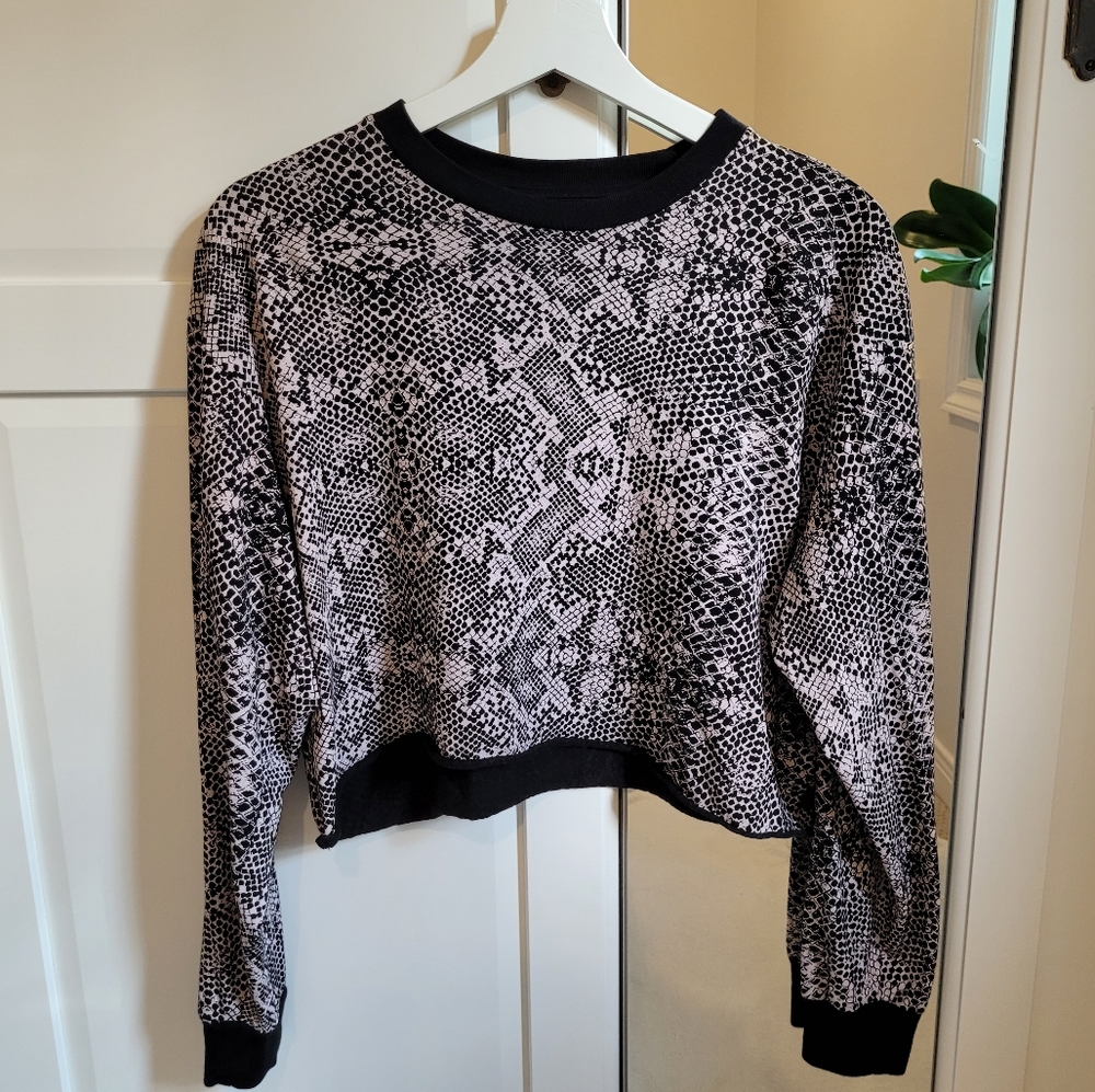 TNA snake print cropped long sleeve top